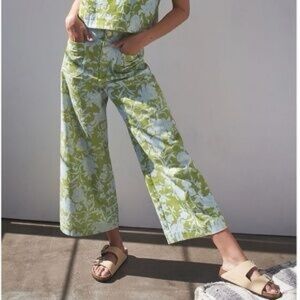 Maeve Anthropologie London Wide Leg Pant in Blue Motif XS